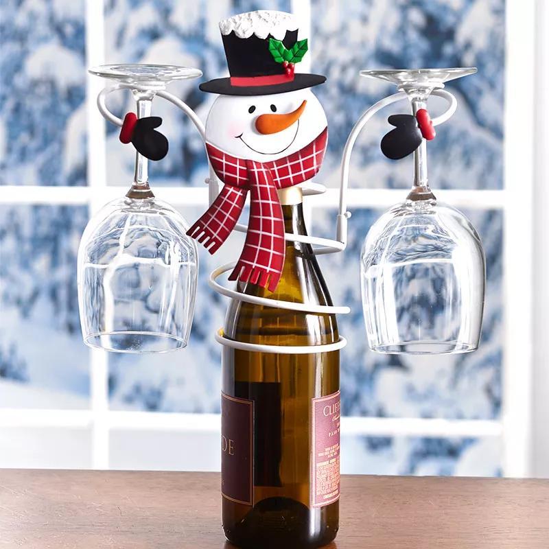 Festliga Cheers Vin glas hållare – Tomte & Snögubbe design för festliga bord Carvallo