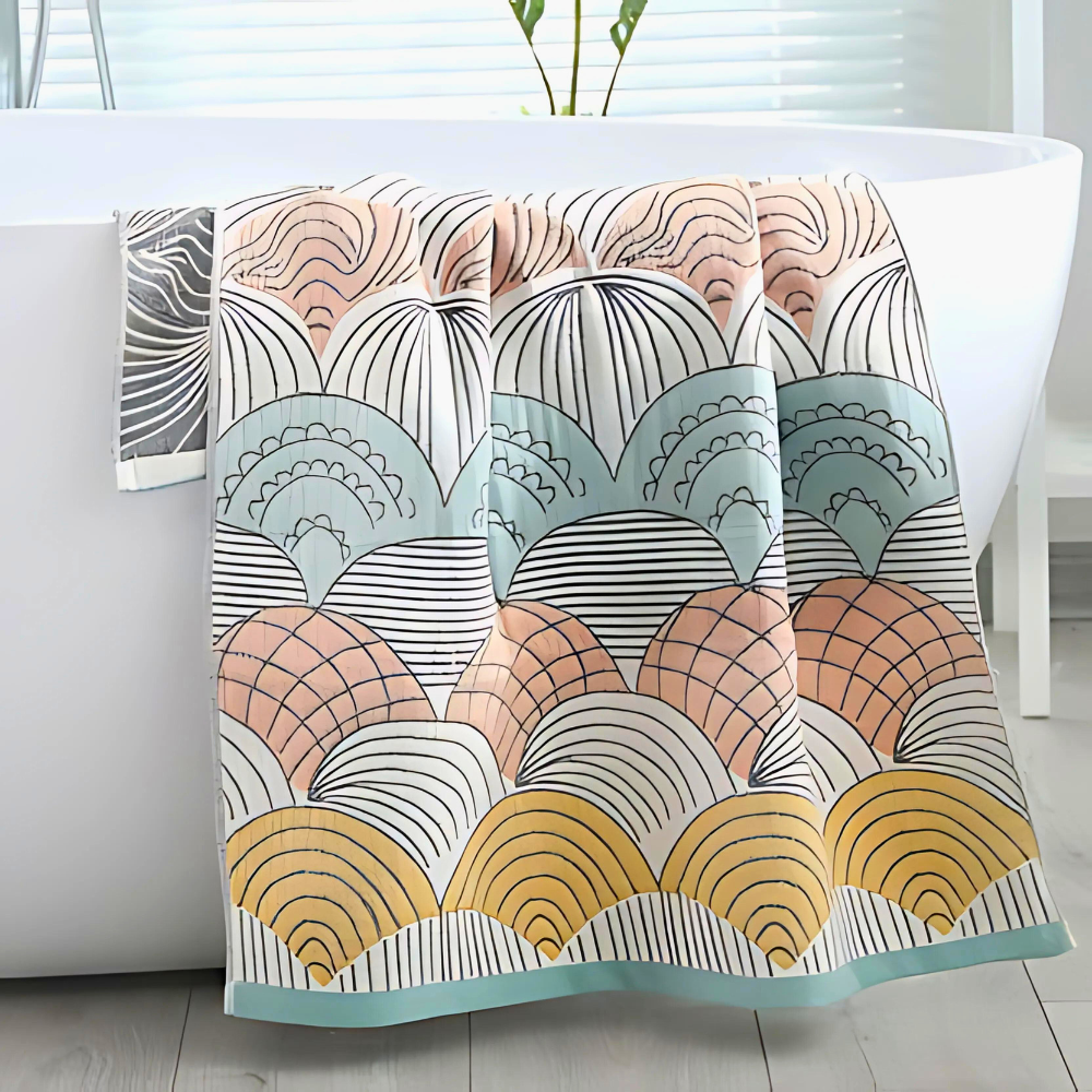 Shell Print Jacquard Bomull Handduk Carvallo
