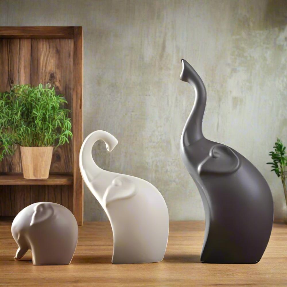Elegant Serenity Elephant Sculptures – Symbolisk konst för modern inredning MILA Sverige