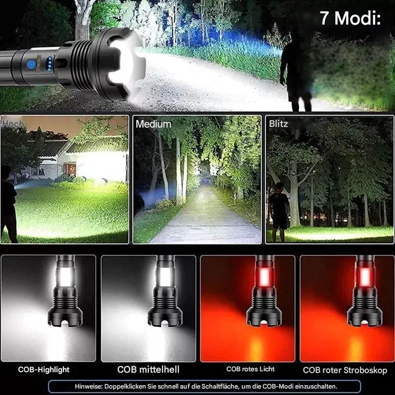 Taktisk ficklampa – LED ficklampa med zoom & powerbank-funktion Carvallo