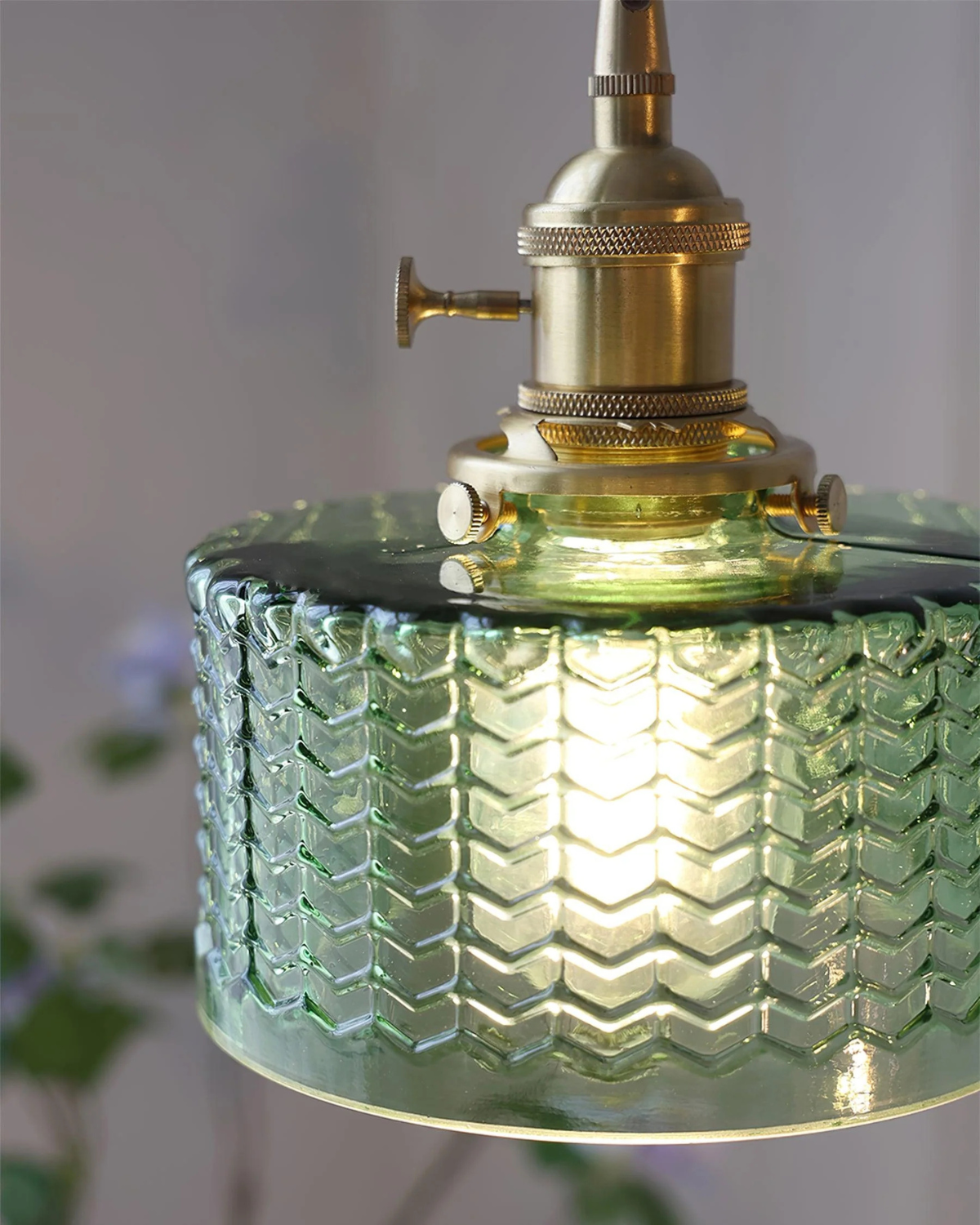 Vintage Glass Ceiling Pendant | Textured Glass & Brass | Warm 3000K Glow Carvallo