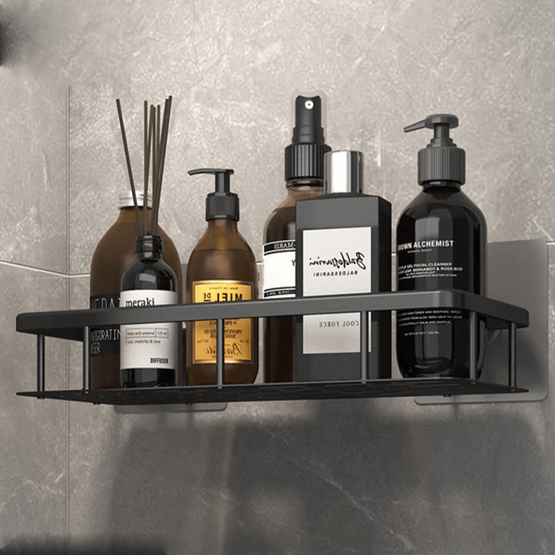 Väggmonterad Förvaringshylla – Utdragbar Hörnhylla för Badrum-Organisering Badrum-BB-Standard-Svart-1 st-Hemnix