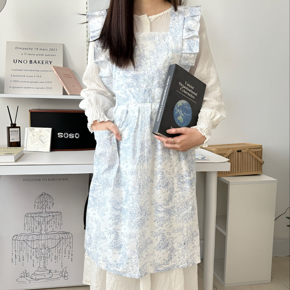 Ruffled Ink Floral Förkläde Carvallo