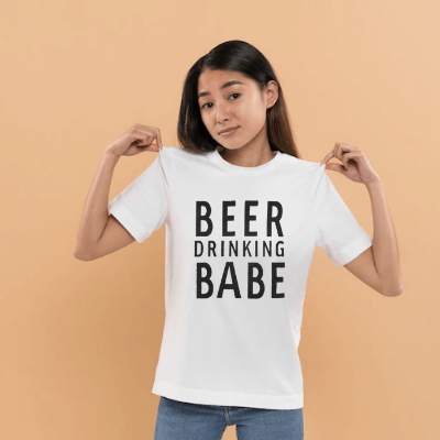 Öl drickande Babe Tee-Clothes for women-Hemnix-Hemnix