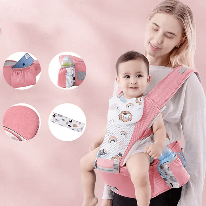 Ergonomisk Barnsele med förvaring-Barn-BB-Rosa Djurmönster-Hemnix