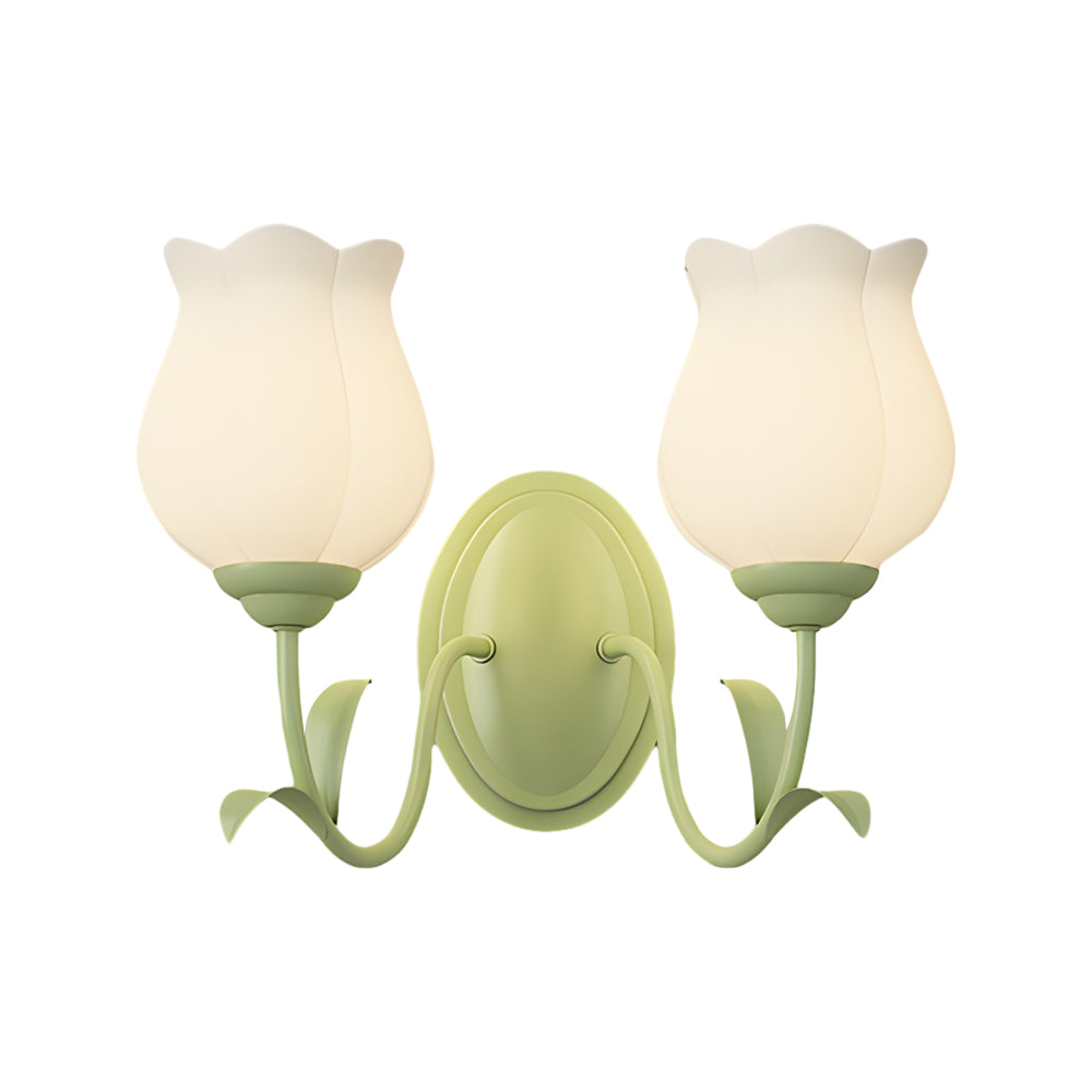 1/2-Lights Blommor Glas Tre-Stegs Dimbar Grön Vägglampa Carvallo