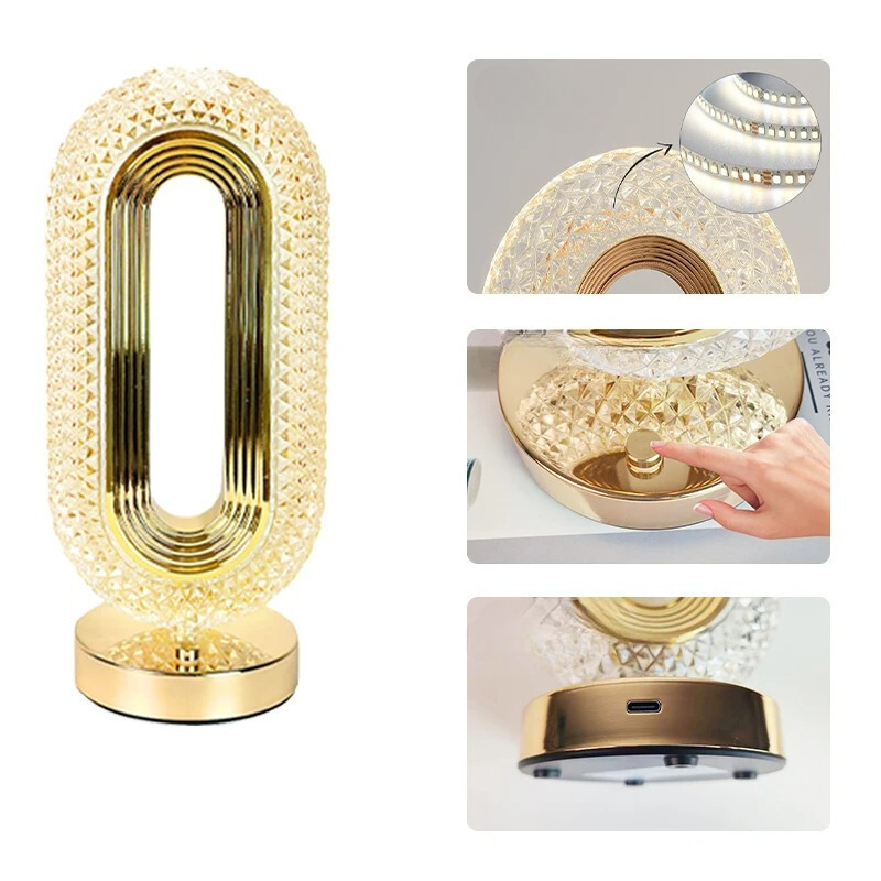 Bordslampa i kristallakryl med touch-dimmer MILA Sverige