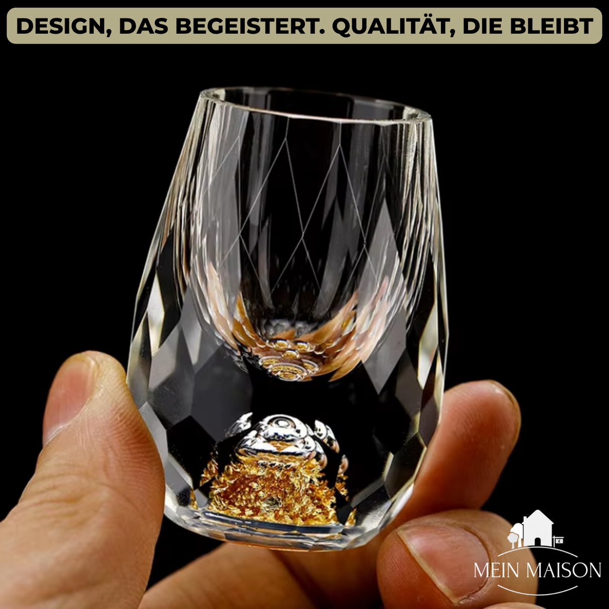 Carvallo-Snapsglas GemChisel | Luksuriös design med paljetter | Stabil & handslipad | 10 ml Carvallo