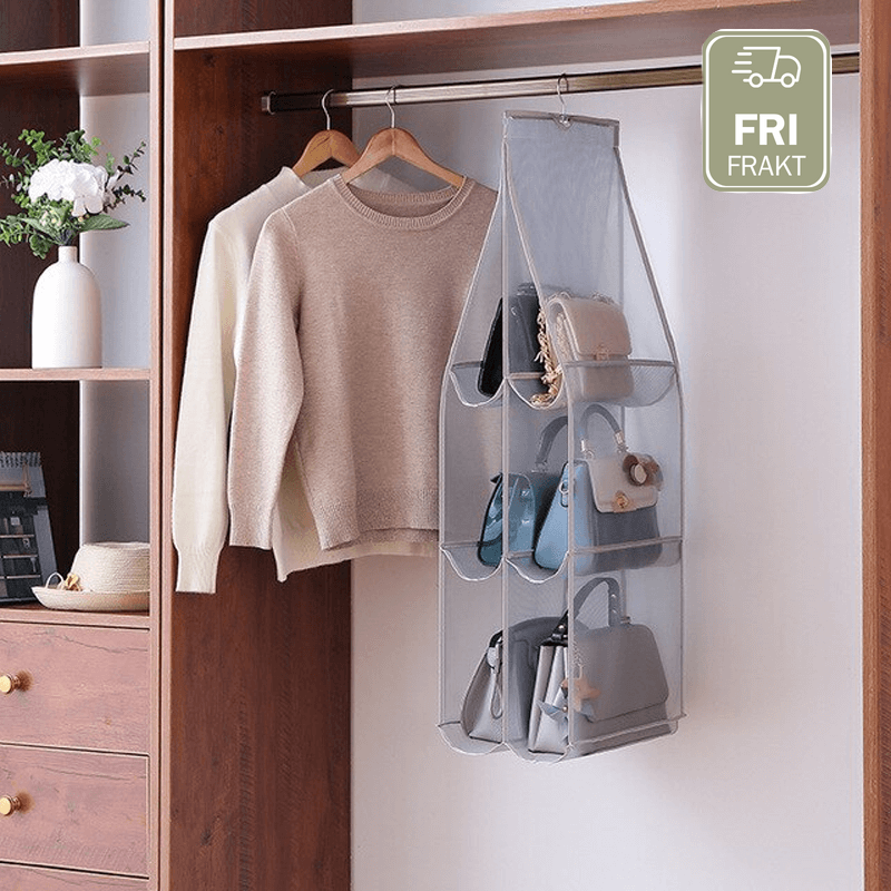 Hängande Garderobsorganisatör för Handväskor och Skor-Organisering Hemmet-BB-3 Hyllplan-Grå-Hemnix