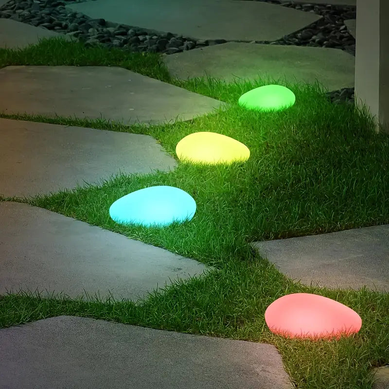 Luminösa trädgårdsstenar med färgbyte – Dekorativa LED stenlampor för utomhus och trädgård Carvallo