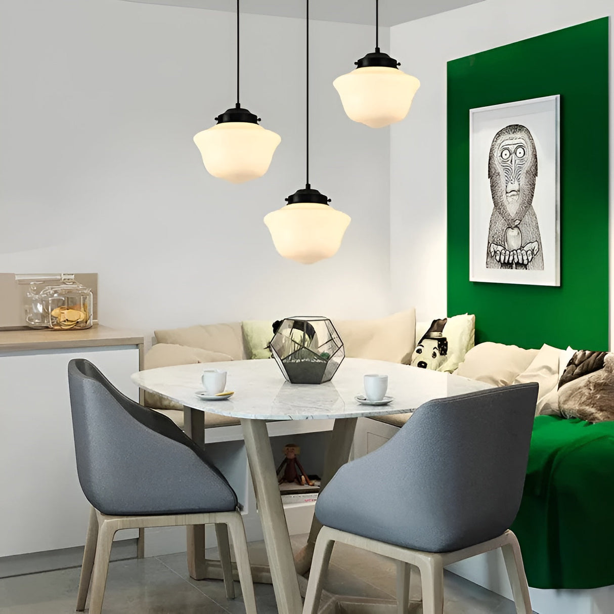 Hängelampa i opalglas – Vintage design med geometrisk glas Carvallo