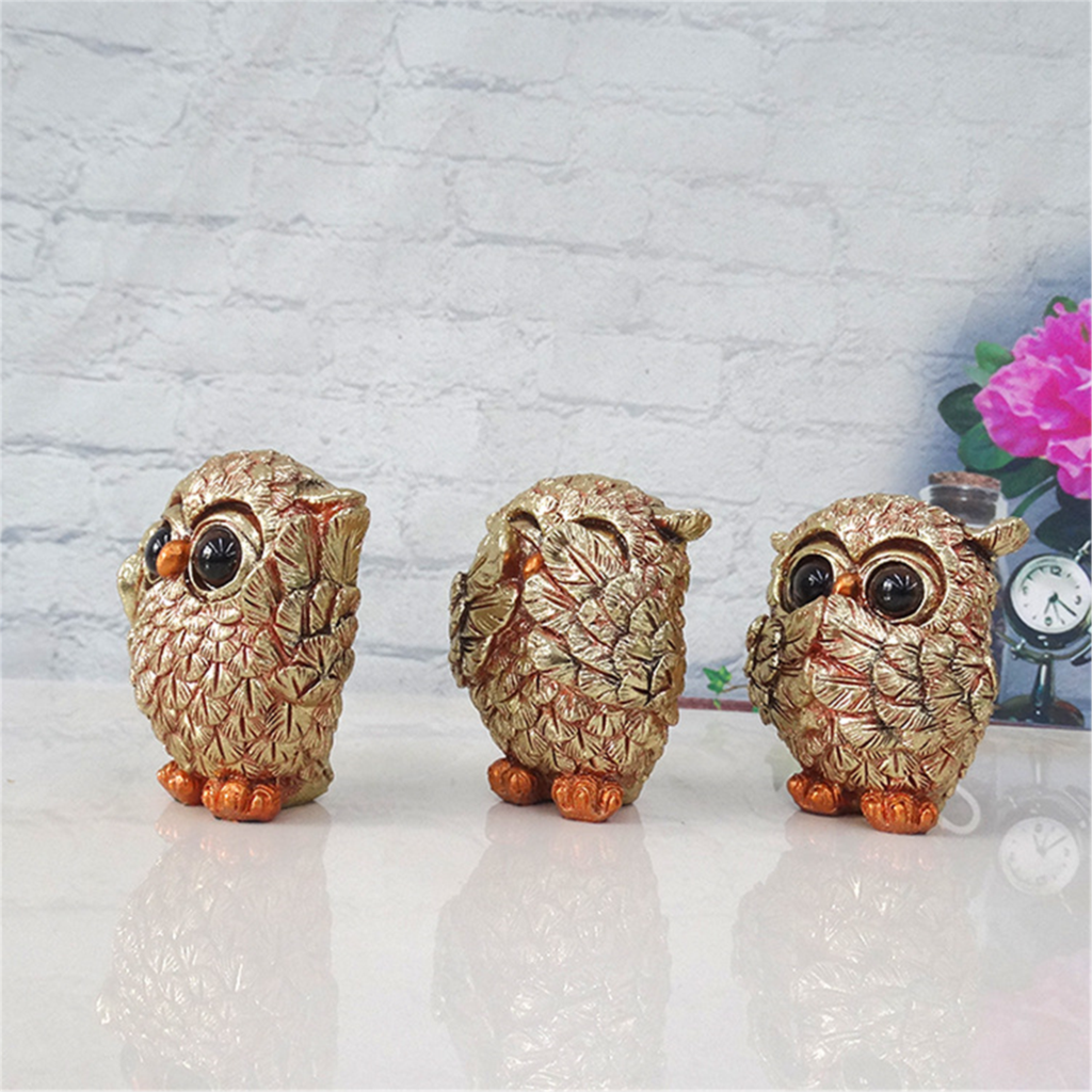 3 Ugglafigurer Dekoration MILA Sverige