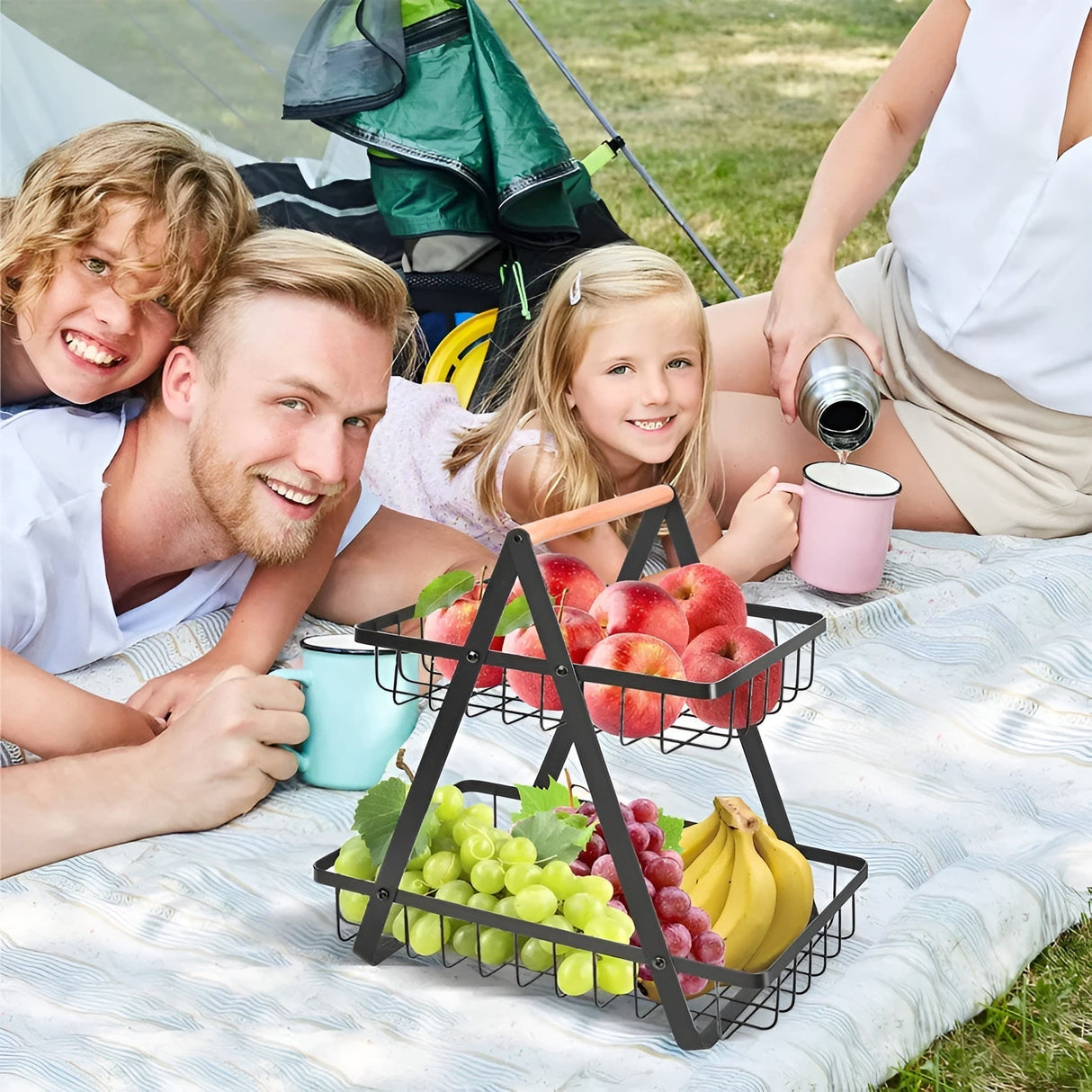 Carvallo-stöckig fruktkorg Fructivo | Metall Svart | Platsbesparande & Dekorativ | Öppet design Carvallo