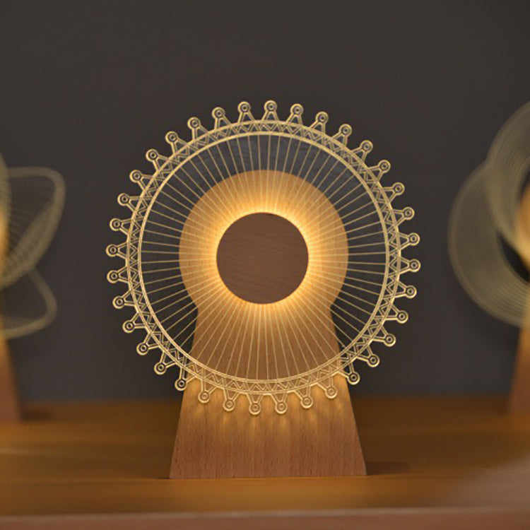 Art Deco träpinwheel-lampa – USB-laddnings-LED-lampa MILA Sverige