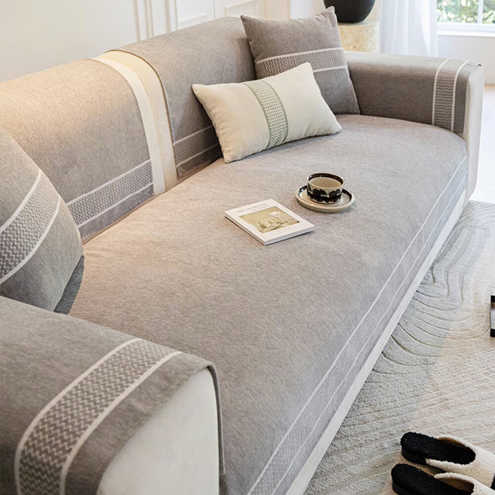 Chenille Jacquard Bred Kant Design Repellenta Sofföverdrag Carvallo