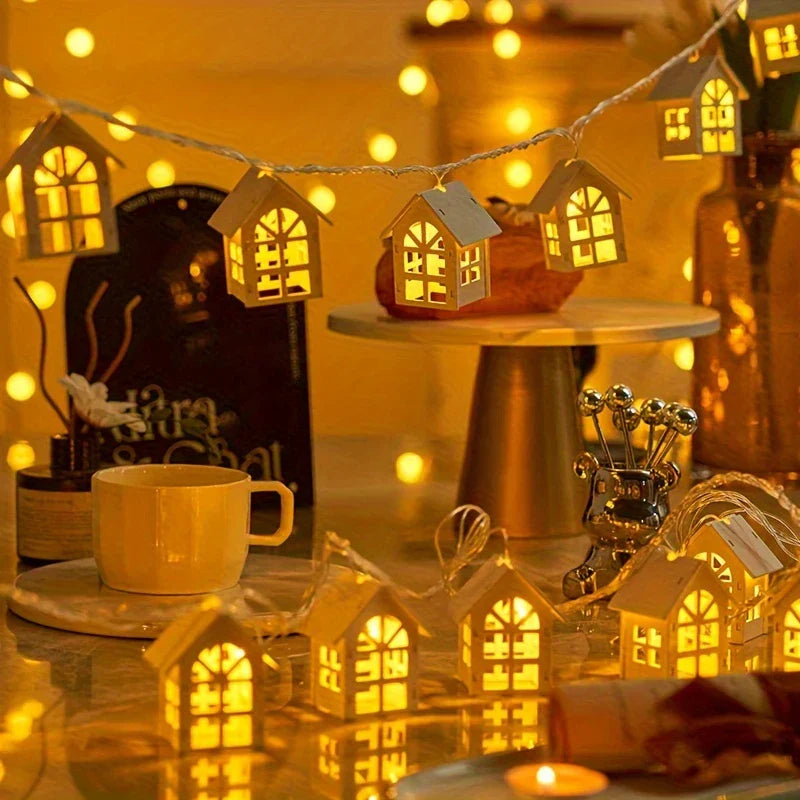 LED ljusslinga med mini-hus – Dekorativ julbelysning för inomhusbruk Carvallo