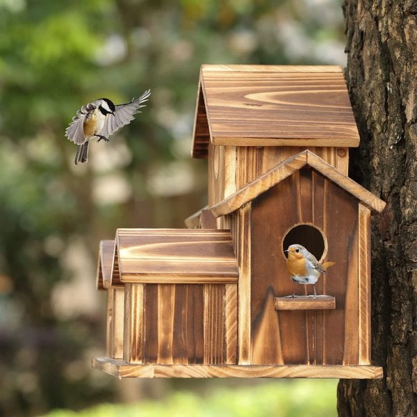 NatureNest - Artisan Birdhouse med sex mysiga ingångar Carvallo