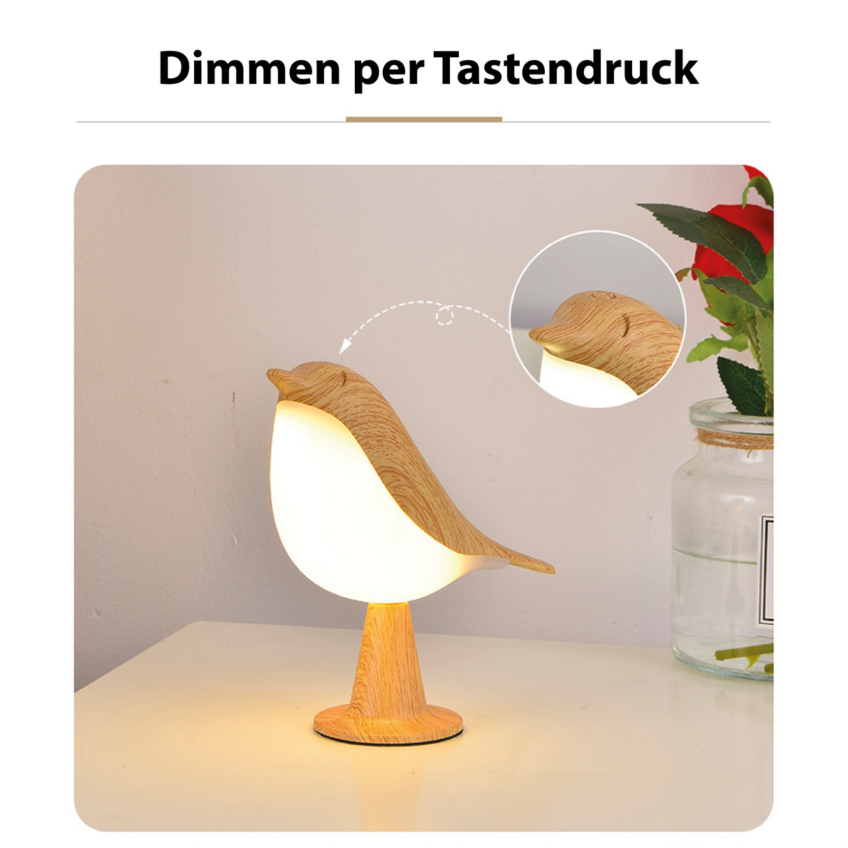 Modern trä LED bordslampa Fågel design Carvallo