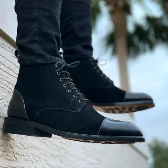 Herrstövlar Läder Tidlös Design Högkvalitativ och Bekväm Hemnix