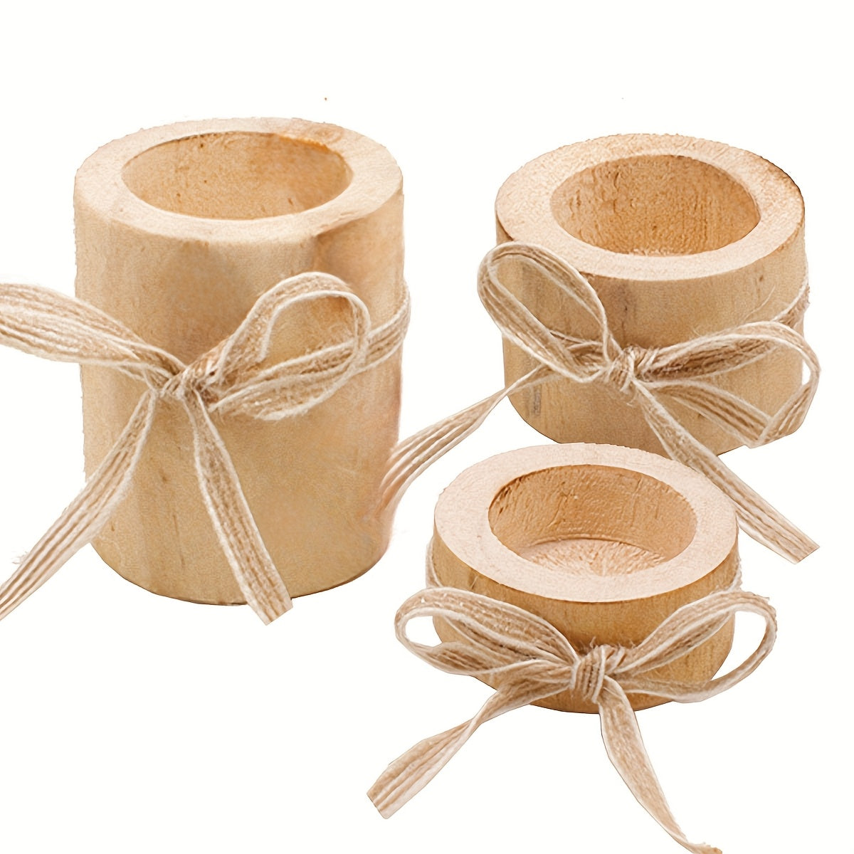 Trä Tealight Hållare med Jute Snöre – Rå Inredning för Hem och Trädgård Carvallo