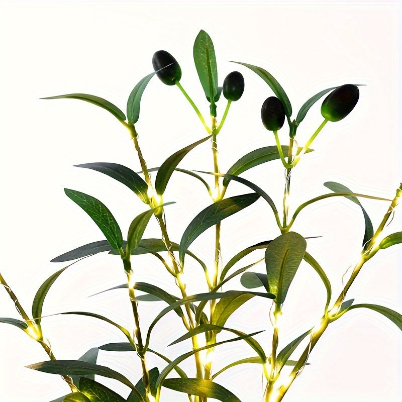 RoyaleGlow Ljusuppsättning Olivträd LED-lampa – Modern inredning för festliga tillfällen, bröllop, födelsedagar och feststämning, idealisk för matbord, skåp eller caféinredning Carvallo