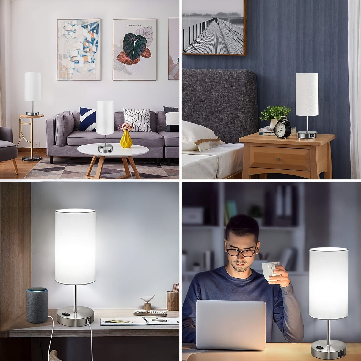 Lumora Sängbord Laddningslampa – Touch Control LED Nattduksbordslampa med USB-port Carvallo