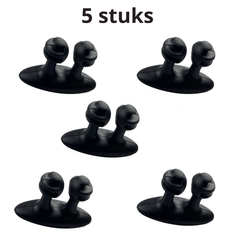 Carvallo ClipoFix Kabelklipp | 5-pack | Självhäftande med 3M-tejp | För bil, skrivbord & hem | Miljövänlig PVC Carvallo