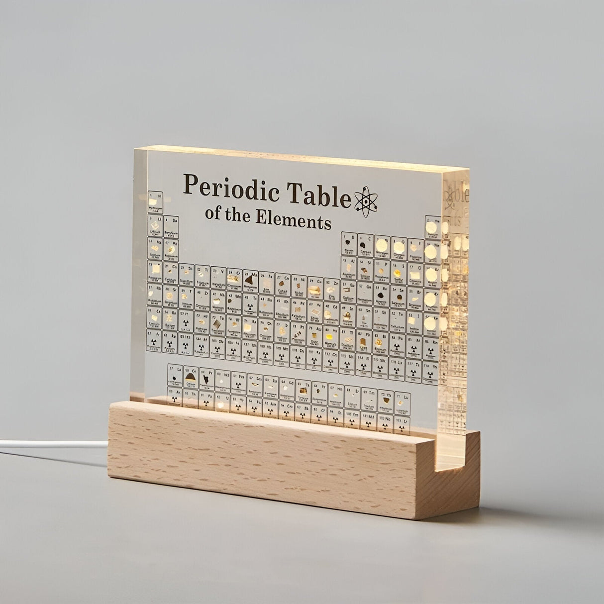 Periodiskt system med riktiga element – Dekorativ akrylskärm Carvallo