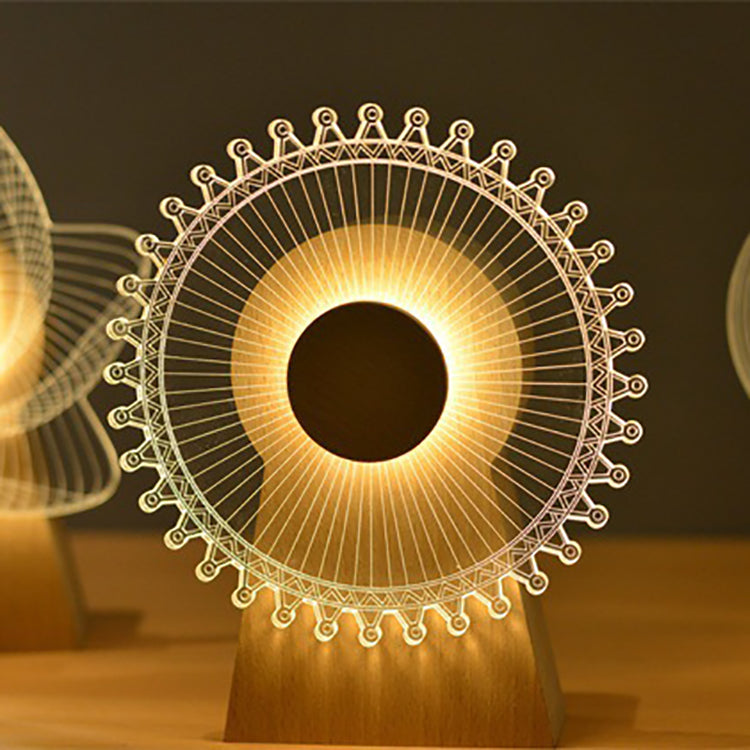 Art Deco träpinwheel-lampa – USB-laddnings-LED-lampa MILA Sverige