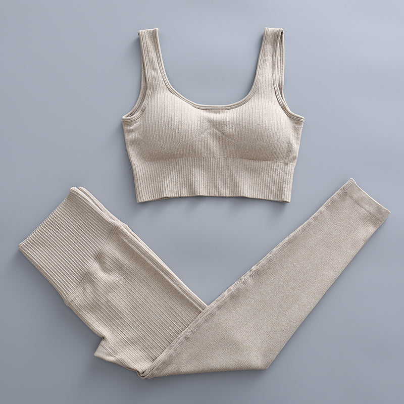 Träningsset Med Valfri Topp Dam-Personligt-BB-Tights & Bh-Khaki-S-Hemnix