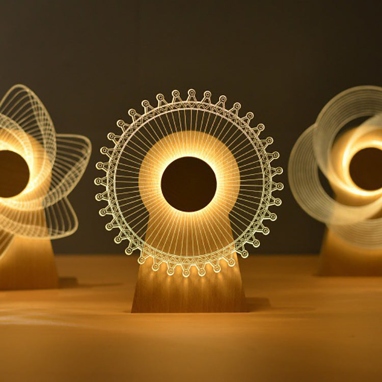 Art Deco träpinwheel-lampa – USB-laddnings-LED-lampa MILA Sverige