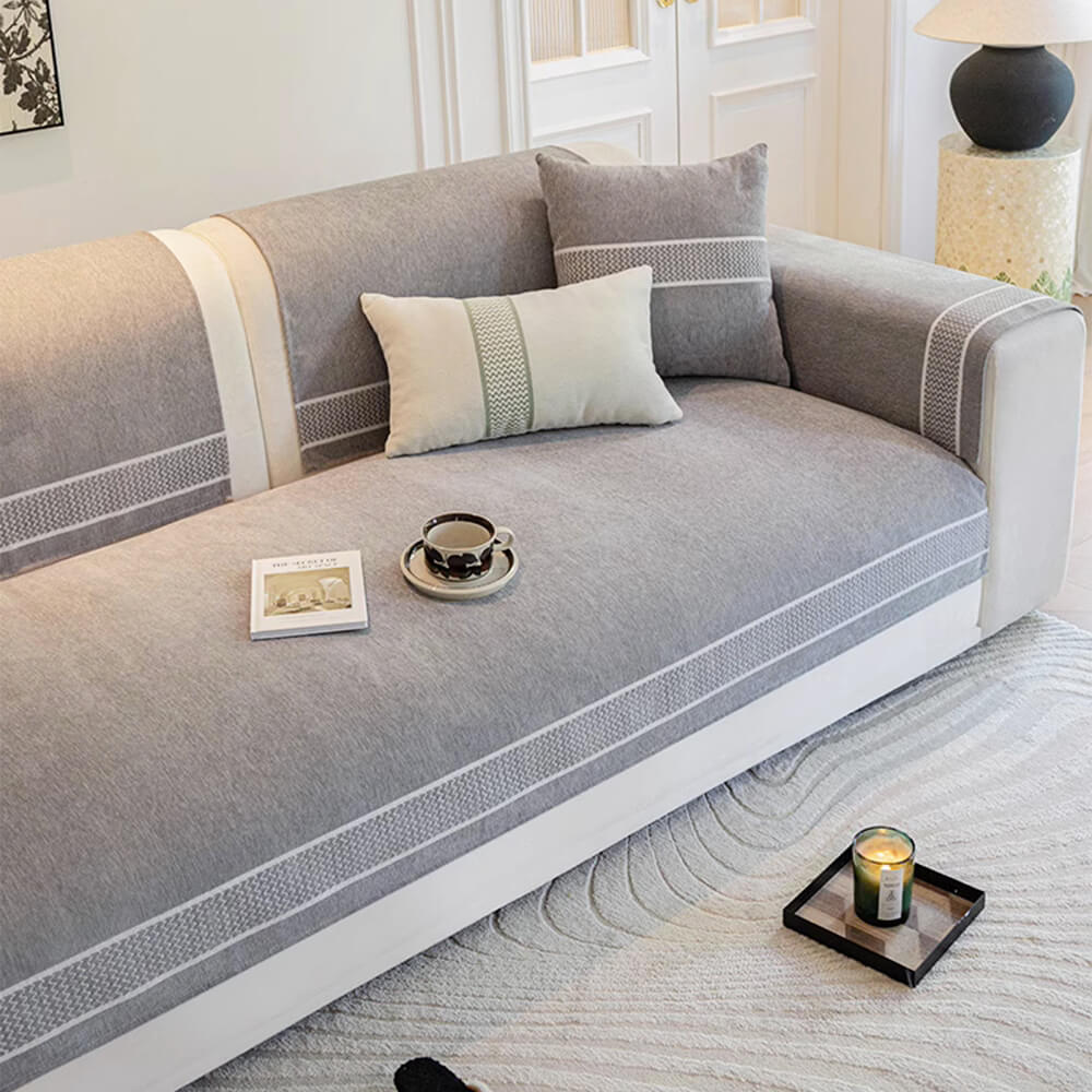 Chenille Jacquard Bred Kant Design Repellenta Sofföverdrag Carvallo