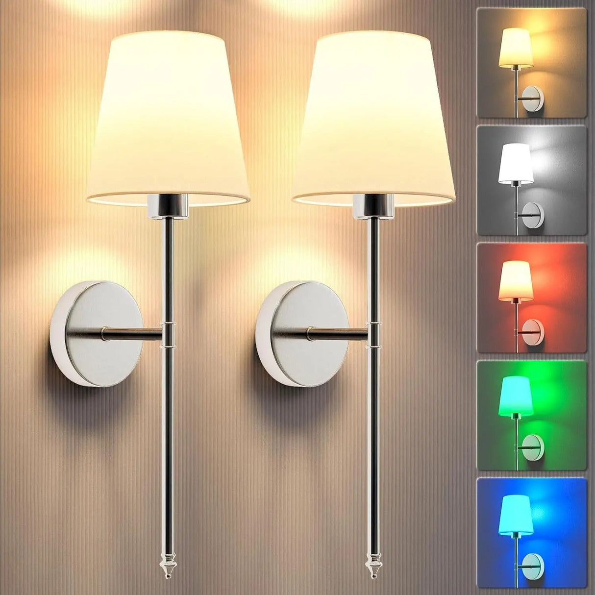 2 Trådlösa Vägglampor - Batteridriven Vägglampa Carvallo