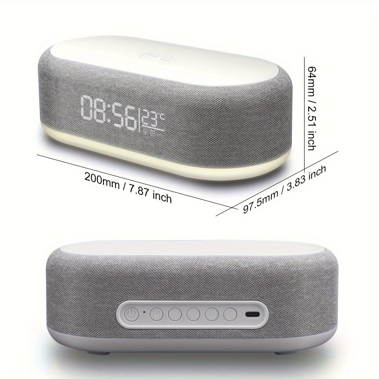 Trådlös laddare väckarklocka med nattljus Carvallo