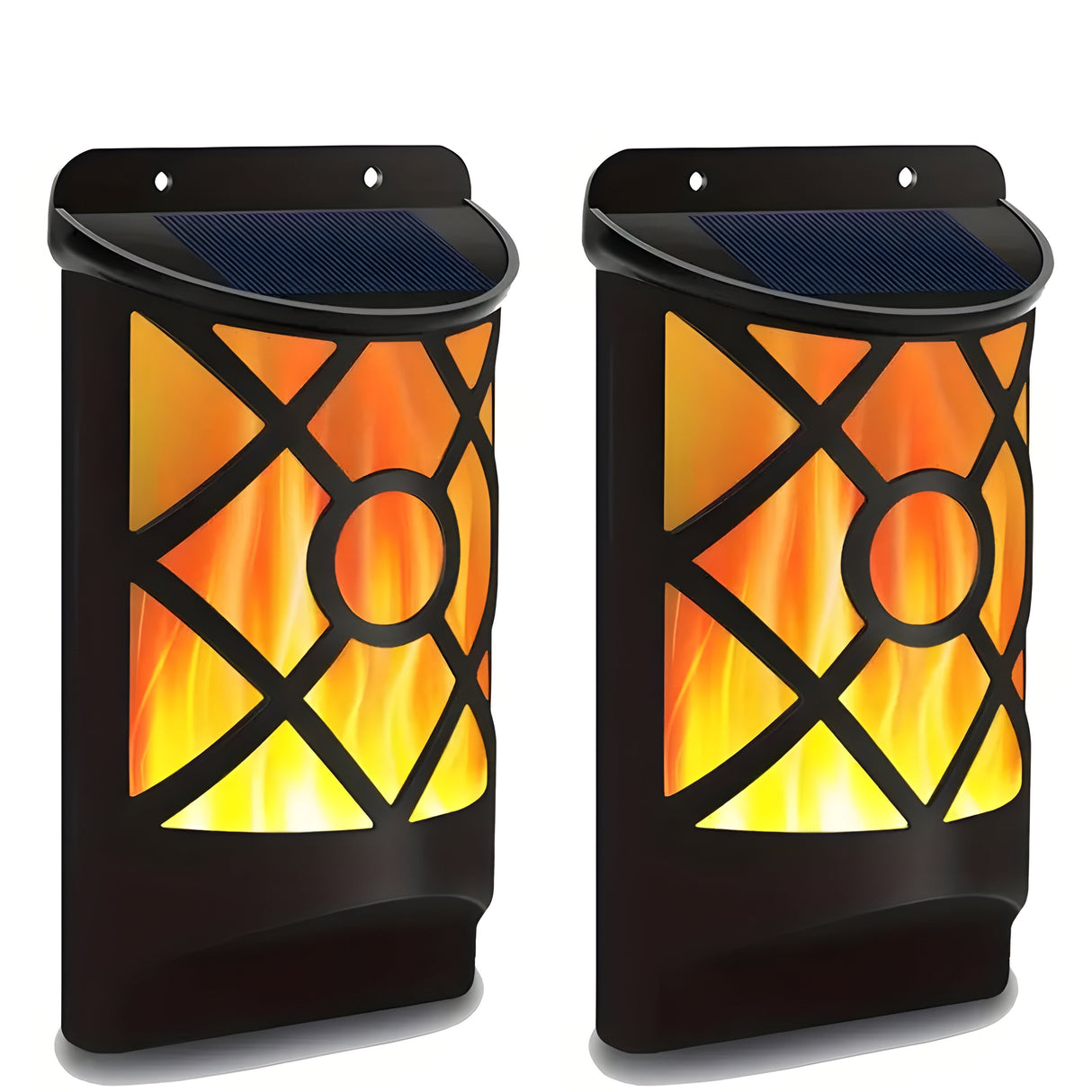 FlameGlow Lights - 2 sty utomhusbelysning solcellsdrivna LED-vägglampa Carvallo