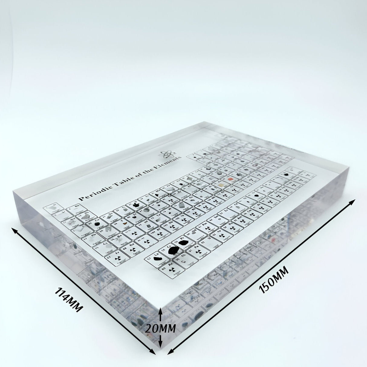 Periodiskt system med riktiga element – Dekorativ akrylskärm Carvallo