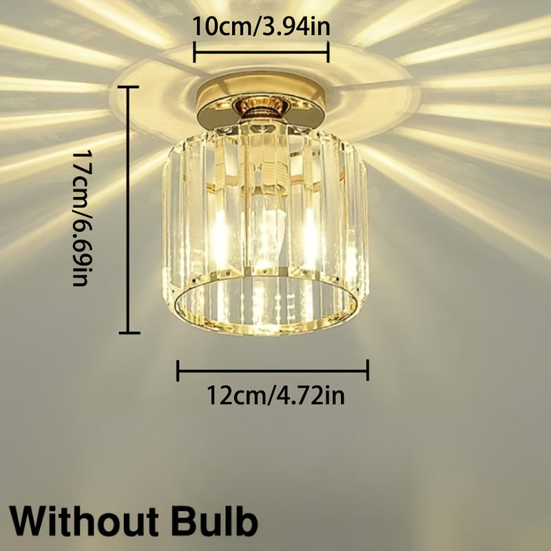 CrystalLuxe - Modern E27 LED Taklampa, Svart Guld med Kristallglas Carvallo