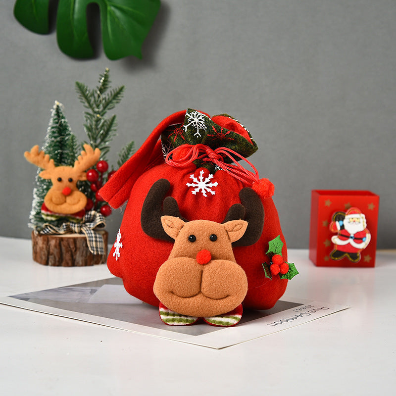4x Stickade Julklappsäckar, 3D-dockor, Jultomte, Snögubbe, Älg, Isbjörn-Jul-BB-Hemnix