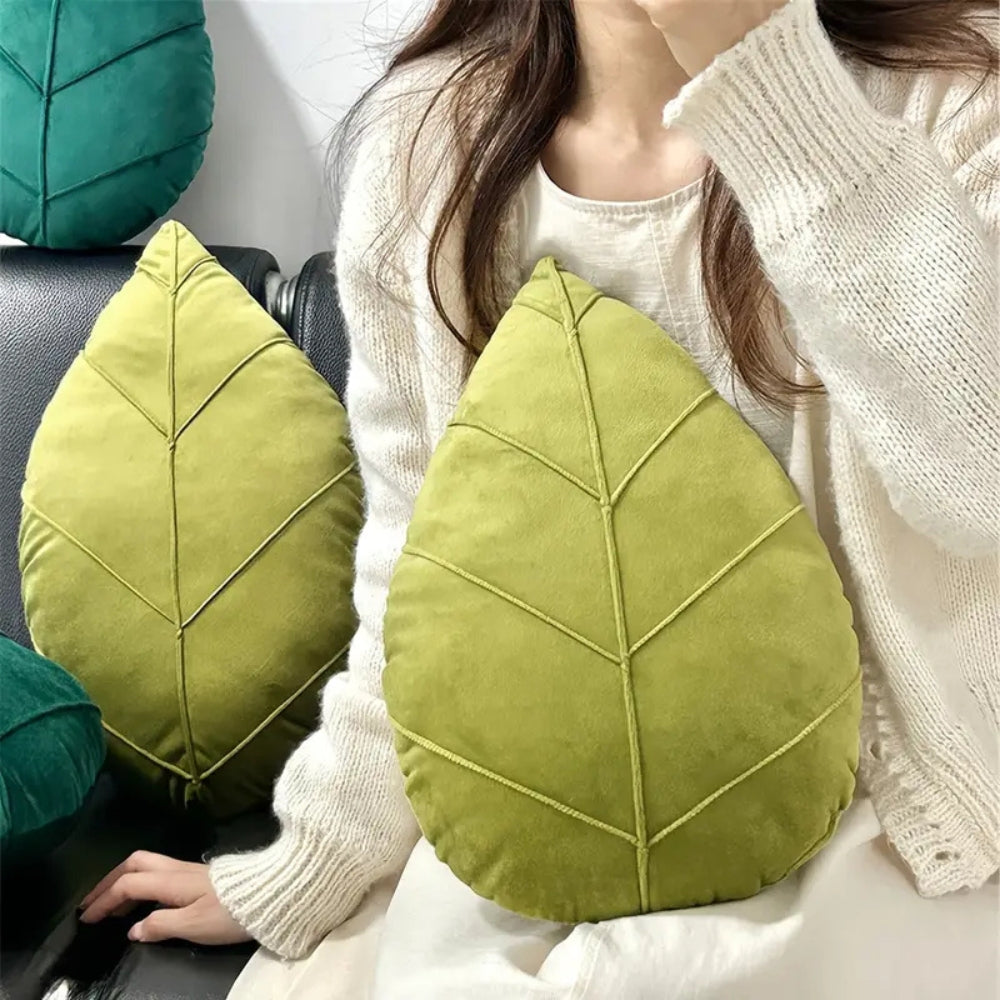 Verdant Flourish Leaf Shaped Cushion Carvallo
