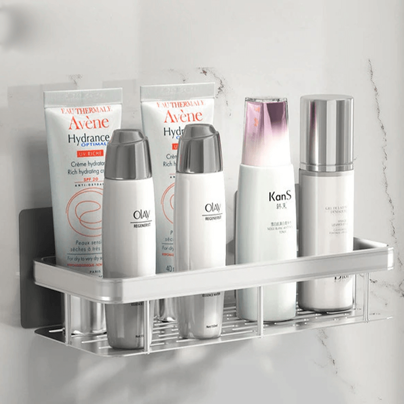 Väggmonterad Förvaringshylla – Utdragbar Hörnhylla för Badrum-Organisering Badrum-BB-Uppgraderad-Silver-1 st-Hemnix