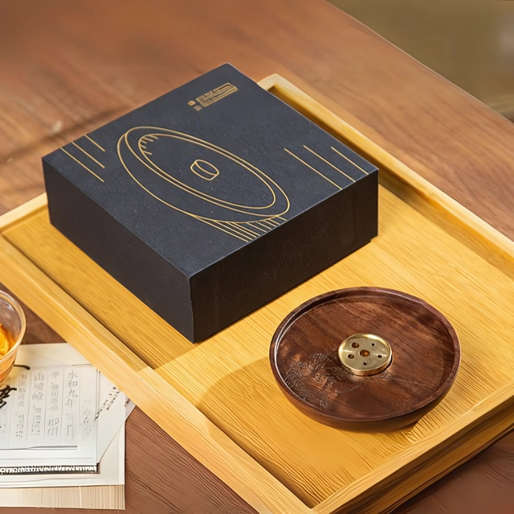 Rund trä- och kopparrökelsehållare Carvallo