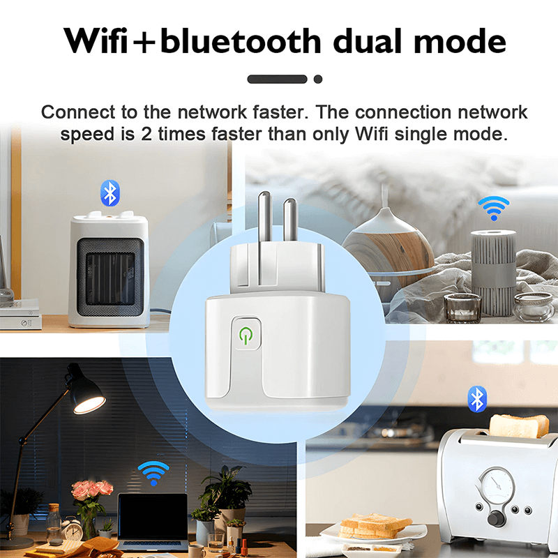 Smart WiFi-Kontakt 16A/20A – Röststyrd Uttagsadapter-Smarta Hem Elkontakt-BB-Hemnix
