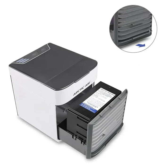 Carvallo Klimagerät Airiloft | 3-i-1 luftkylare, luftrenare & luftfuktare | 7-färgad LED & USB-port | Vit 14×14×14,5 cm Carvallo