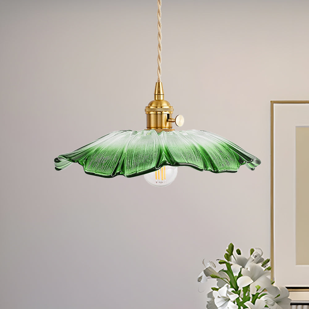 Vintage Floral Glass Pendant Light | Retro Elegance | Warm Glow | Justerbar Hängande | Brick by Brick Carvallo