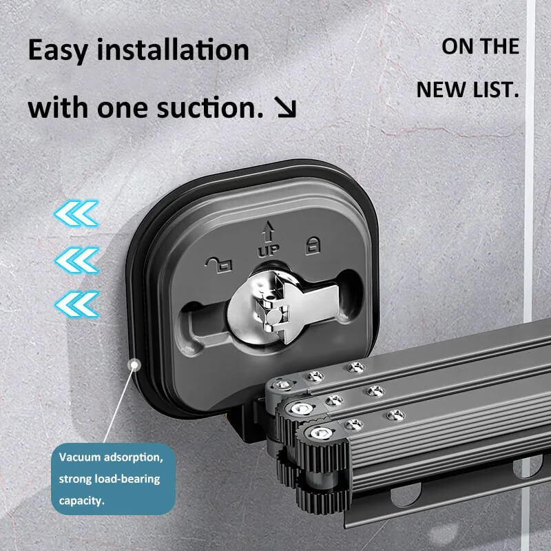 DryFold - Hopfällbart Väggmonterat Torkställ med Sugkoppar för Platsbesparing-organisera-BB-Hemnix