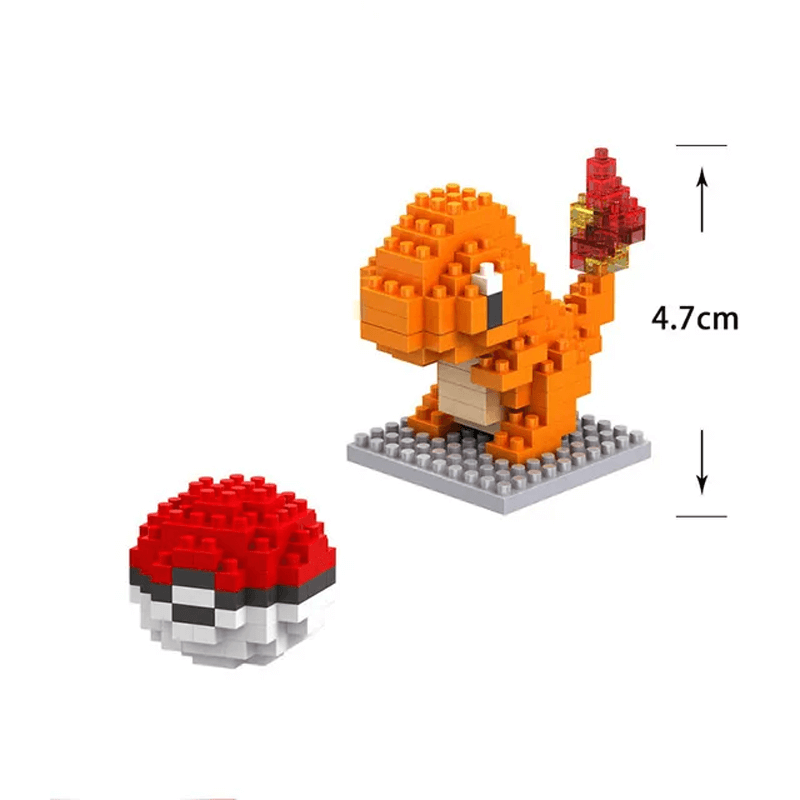 Poke Karaktärs Nanoblocks Anime Byggklossar-Byggsats-BB-Charmander/PokeBall-Hemnix