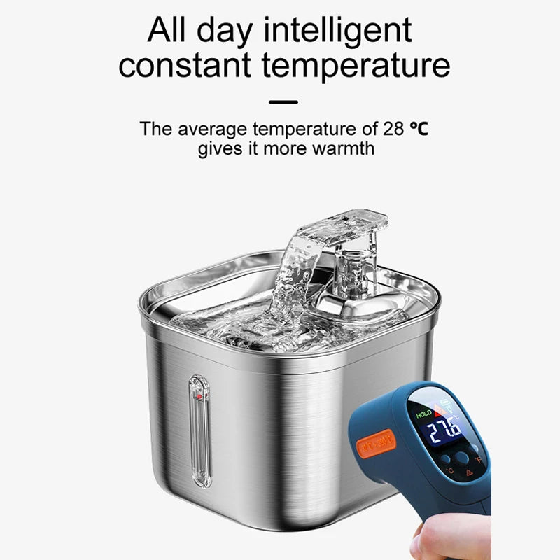 Automatisk Vattenfontän i Rostfritt Stål för Katter Carvallo