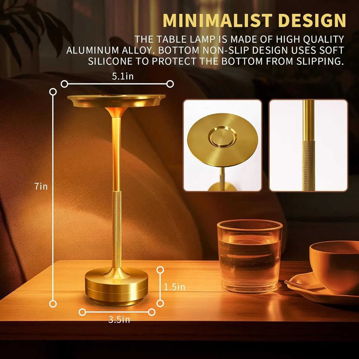 Trådlös Modern Aura Bordslampa - Trådlös Bordslampa med Touchkontroll & Modern Nordisk Design Carvallo