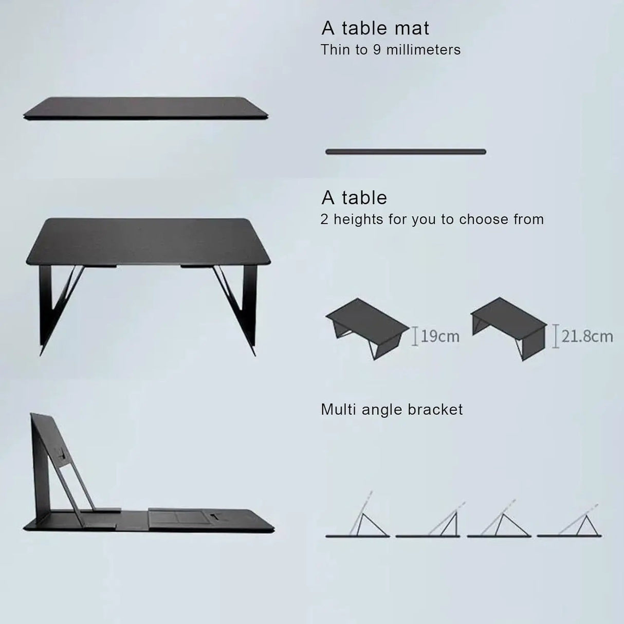 Pappers-tunn Laptop Bord - Bärbart & Lätt Mini Bord för Studier och Läsning Carvallo