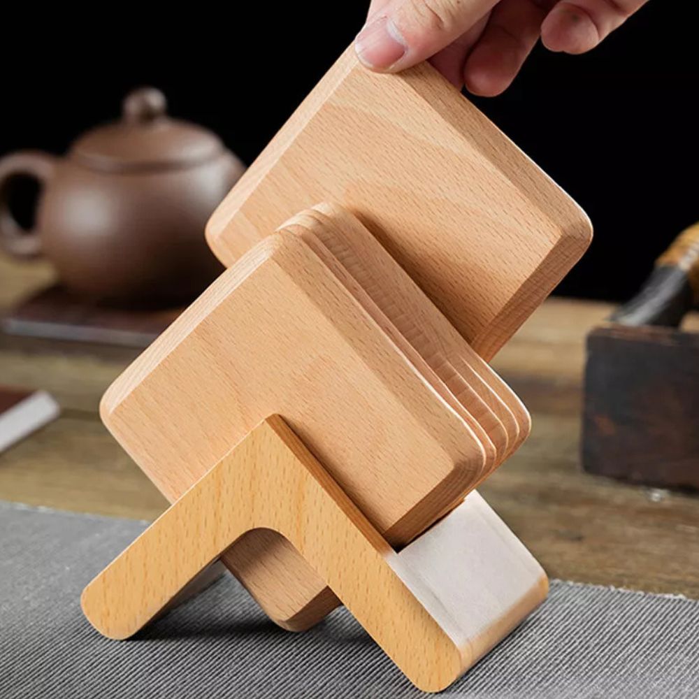 Sleek Stack Träunderlägg Set | 6st Carvallo